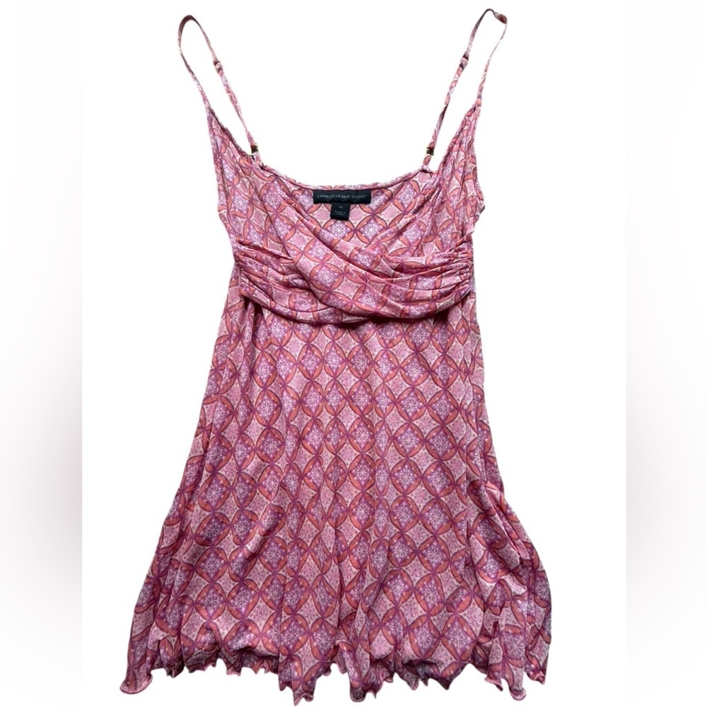 Vintage Y2K Express Design Studio Pink Silk Cami Babydoll Fairy Boho Festival M